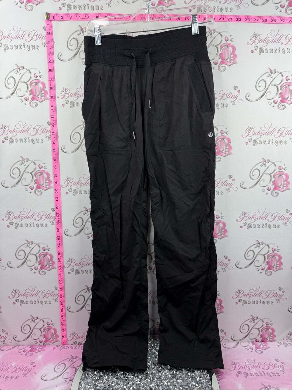 lululemon athletica studio dance pants wide leg Black Drawstring Track Pants reg